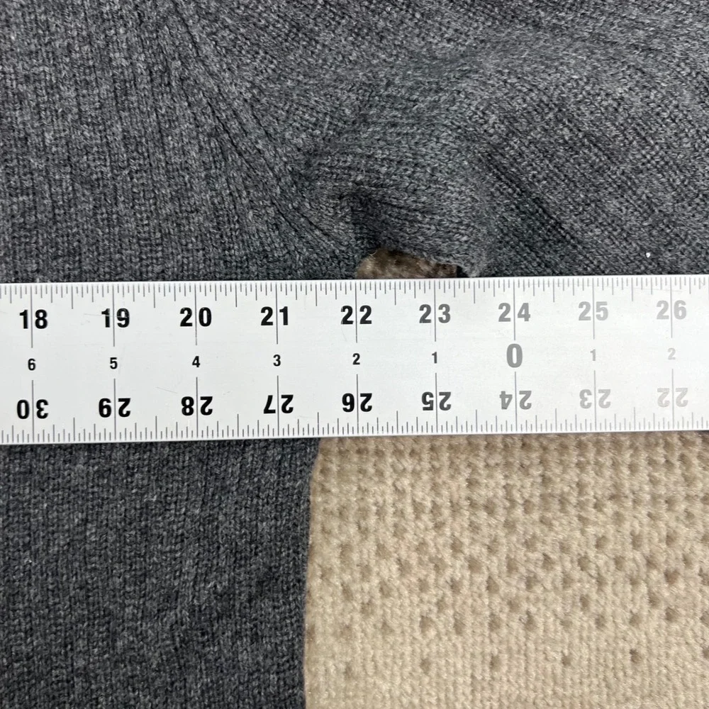 Banana Republic Mens Large Gray Lambswool Cashmere 1/4 Zip Sweater Elbow Patches